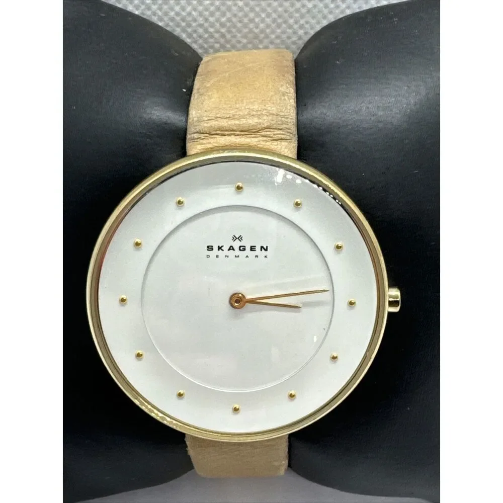 Skagen Gitte SKW2137 Women's Beige Leather Analog Dial Quartz Wrist Watch AEA028